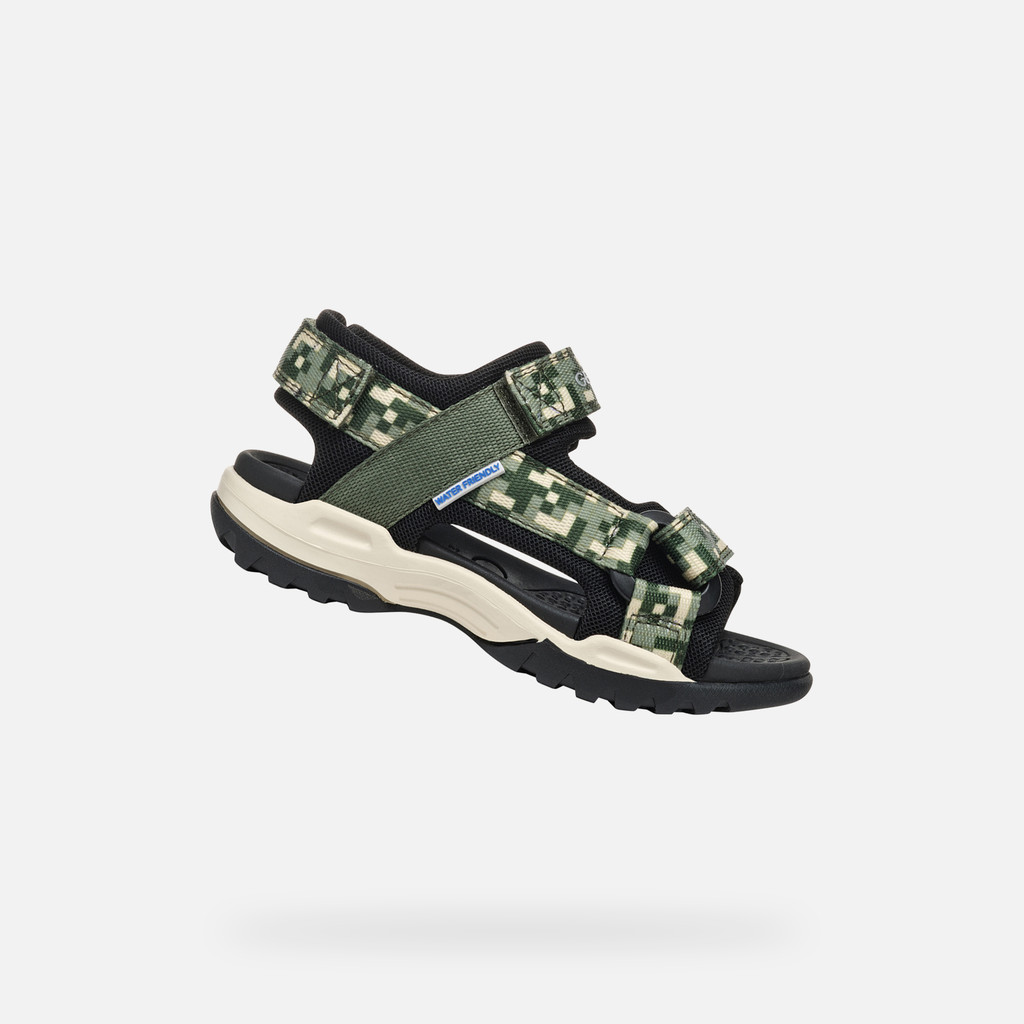 Sandals with straps BOREALIS JUNIOR Dark Green/Black - image number 0 | GEOX