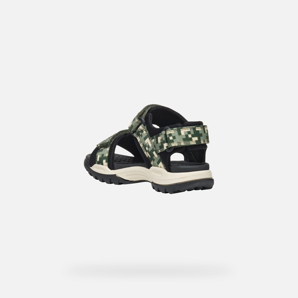 Sandals with straps BOREALIS JUNIOR Dark Green/Black - image number 3 | GEOX