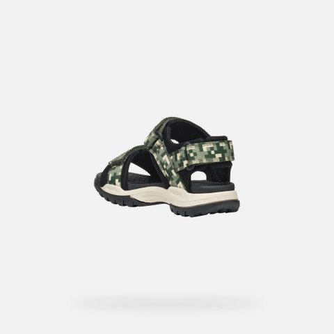 Sandals with straps BOREALIS JUNIOR Dark Green/Black - image number 3 | GEOX