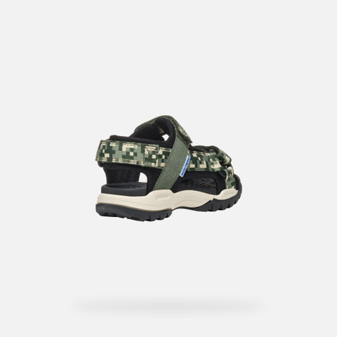 Sandals with straps BOREALIS JUNIOR Dark Green/Black - image number 4 | GEOX