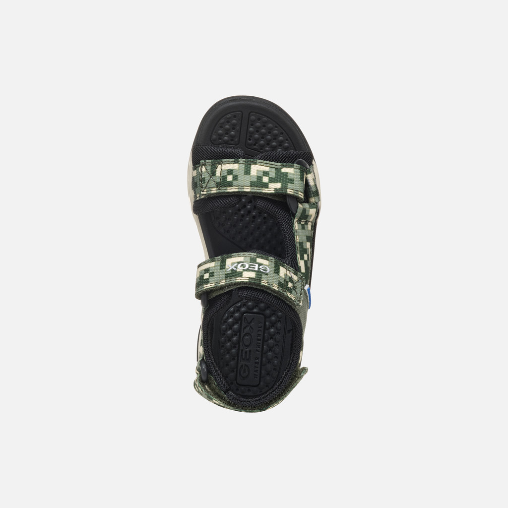 Sandals with straps BOREALIS JUNIOR Dark Green/Black - image number 5 | GEOX