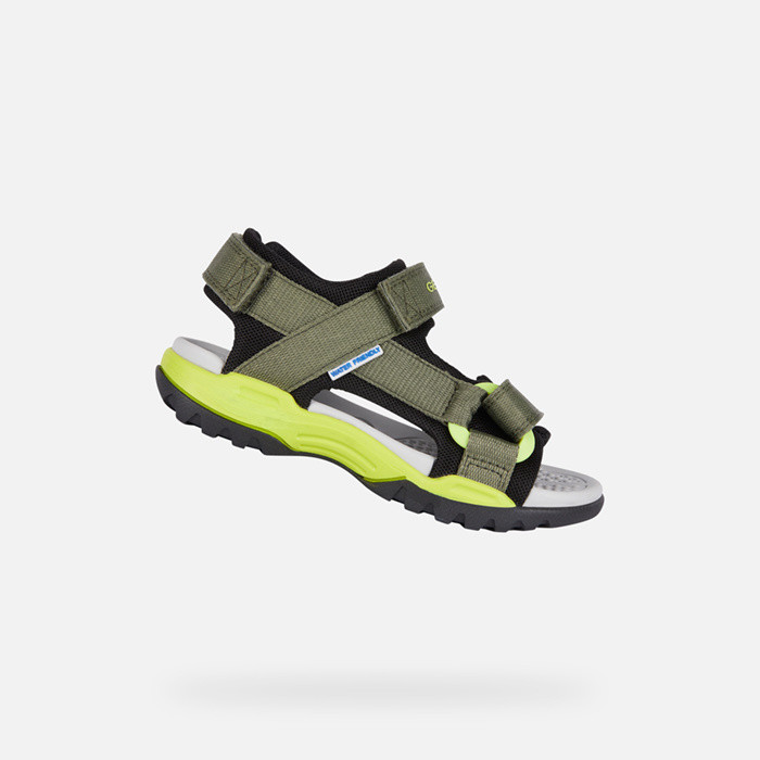 Sandals with straps BOREALIS   JUNIOR Military/Lime | GEOX