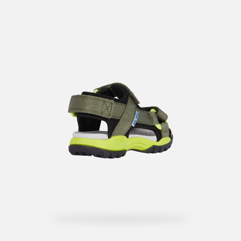 sandals with straps BOREALIS JUNIOR Military/Lime - image number 4 | GEOX