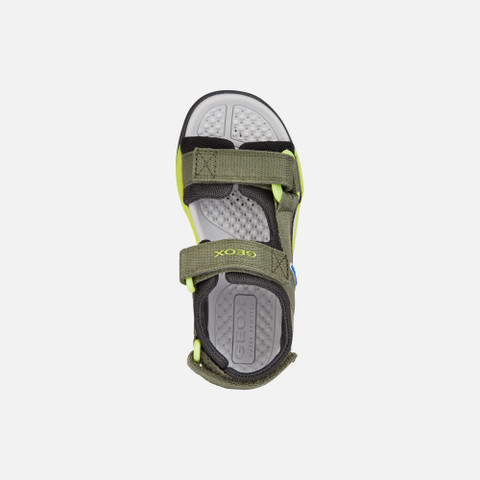 sandals with straps BOREALIS JUNIOR Military/Lime - image number 5 | GEOX