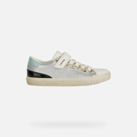 Low Top Sneakers GISLI GIRL Silver/Light ivory - image number 1 | GEOX