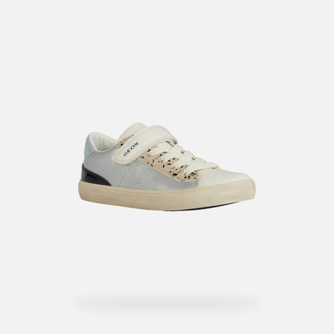 Low Top Sneakers GISLI GIRL Silver/Light ivory - image number 2 | GEOX
