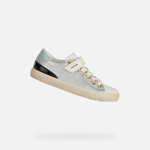 Low Top Sneakers GISLI GIRL Silver/Light ivory - image number 0 | GEOX