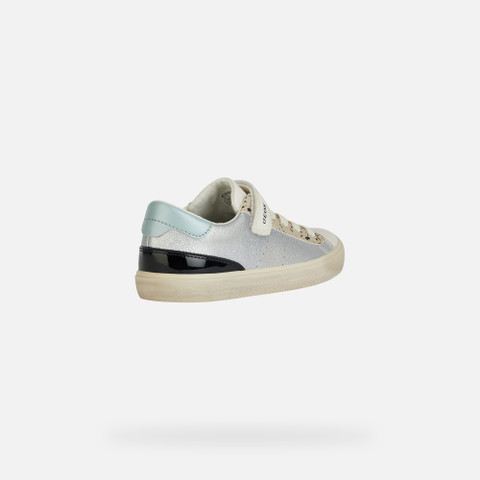 Low Top Sneakers GISLI GIRL Silver/Light ivory - image number 4 | GEOX