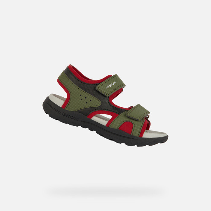 Sandals with straps VANIETT JUNIOR Military/Red | GEOX