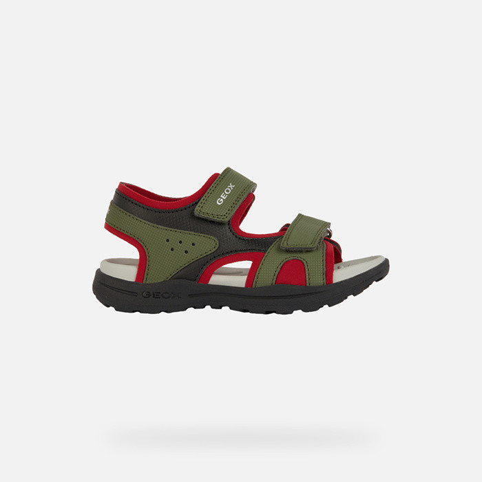 Sandals with straps VANIETT JUNIOR Military/Red | GEOX