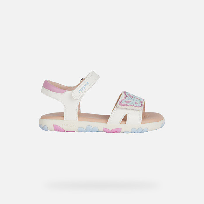 Open sandals SANDAL HAITI GIRL White/Dark Pink | GEOX