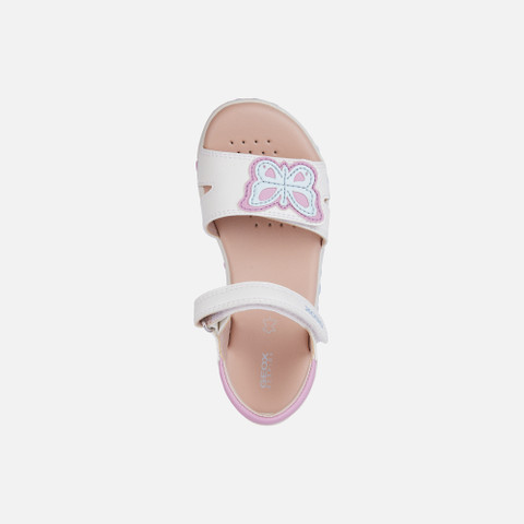open sandals SANDAL HAITI GIRL White/Dark Pink - image number 5 | GEOX