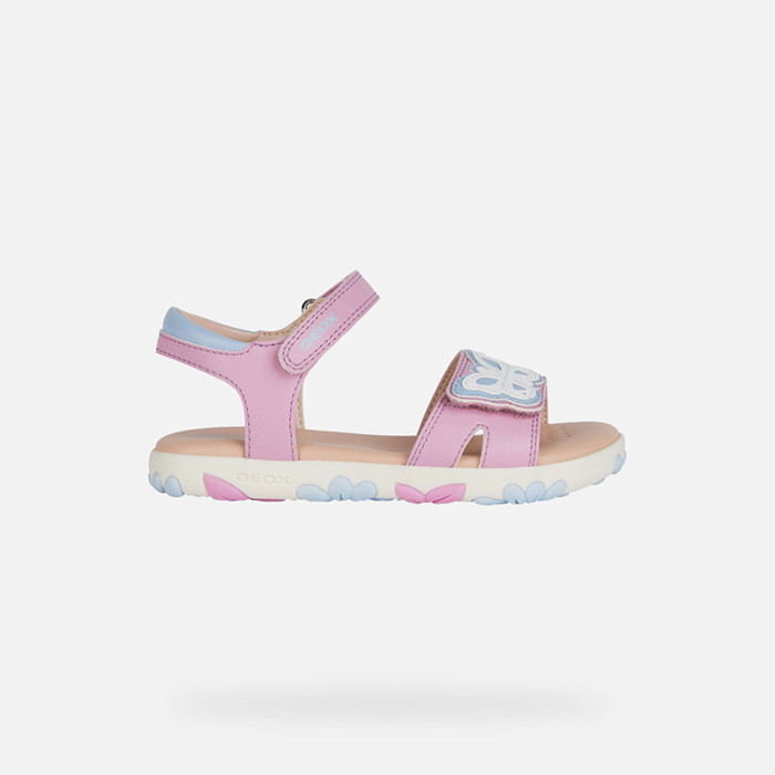 Open sandals SANDAL HAITI GIRL Dark Pink/Sky | GEOX