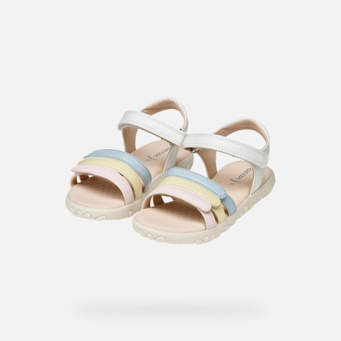 Sandals with straps SANDAL HAITI GIRL White/Multicolor - image number 7 | GEOX