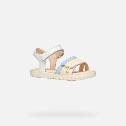 Sandals with straps SANDAL HAITI GIRL White/Multicolor - image number 2 | GEOX