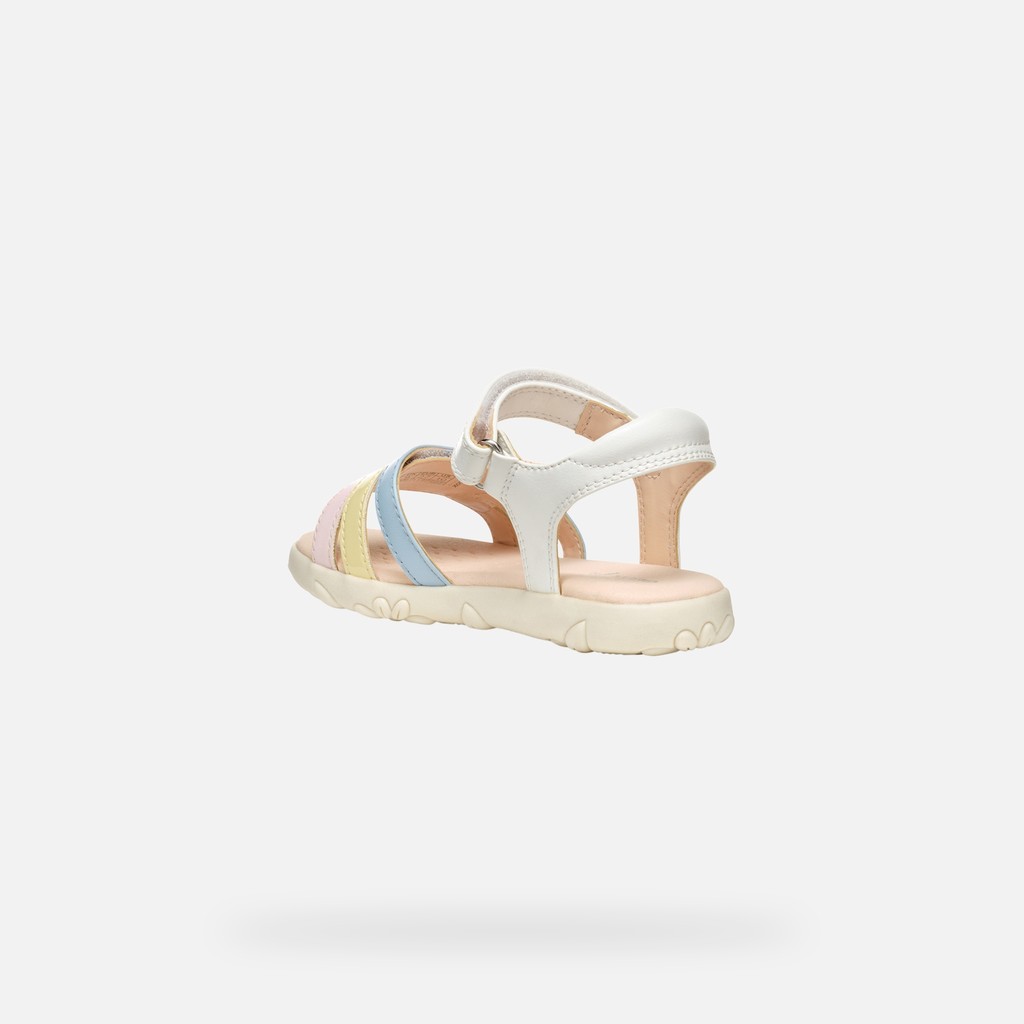 Sandals with straps SANDAL HAITI GIRL White/Multicolor - image number 3 | GEOX