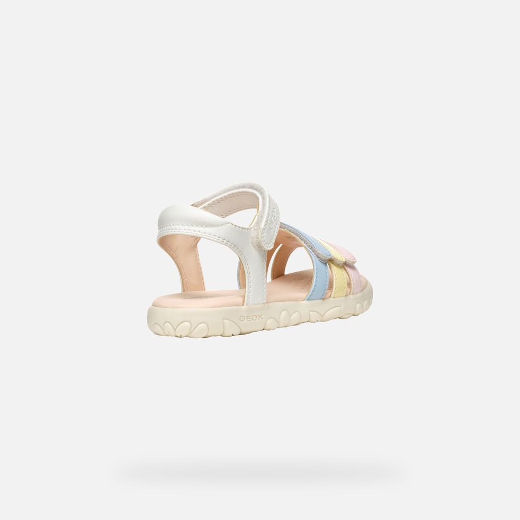 Sandals with straps SANDAL HAITI GIRL White/Multicolor - image number 4 | GEOX