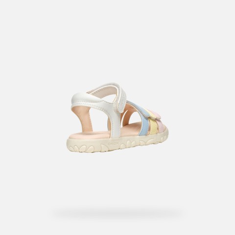 Sandals with straps SANDAL HAITI GIRL White/Multicolor - image number 4 | GEOX