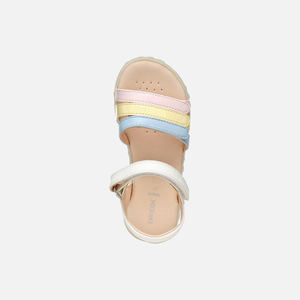 Sandals with straps SANDAL HAITI GIRL White/Multicolor - image number 5 | GEOX