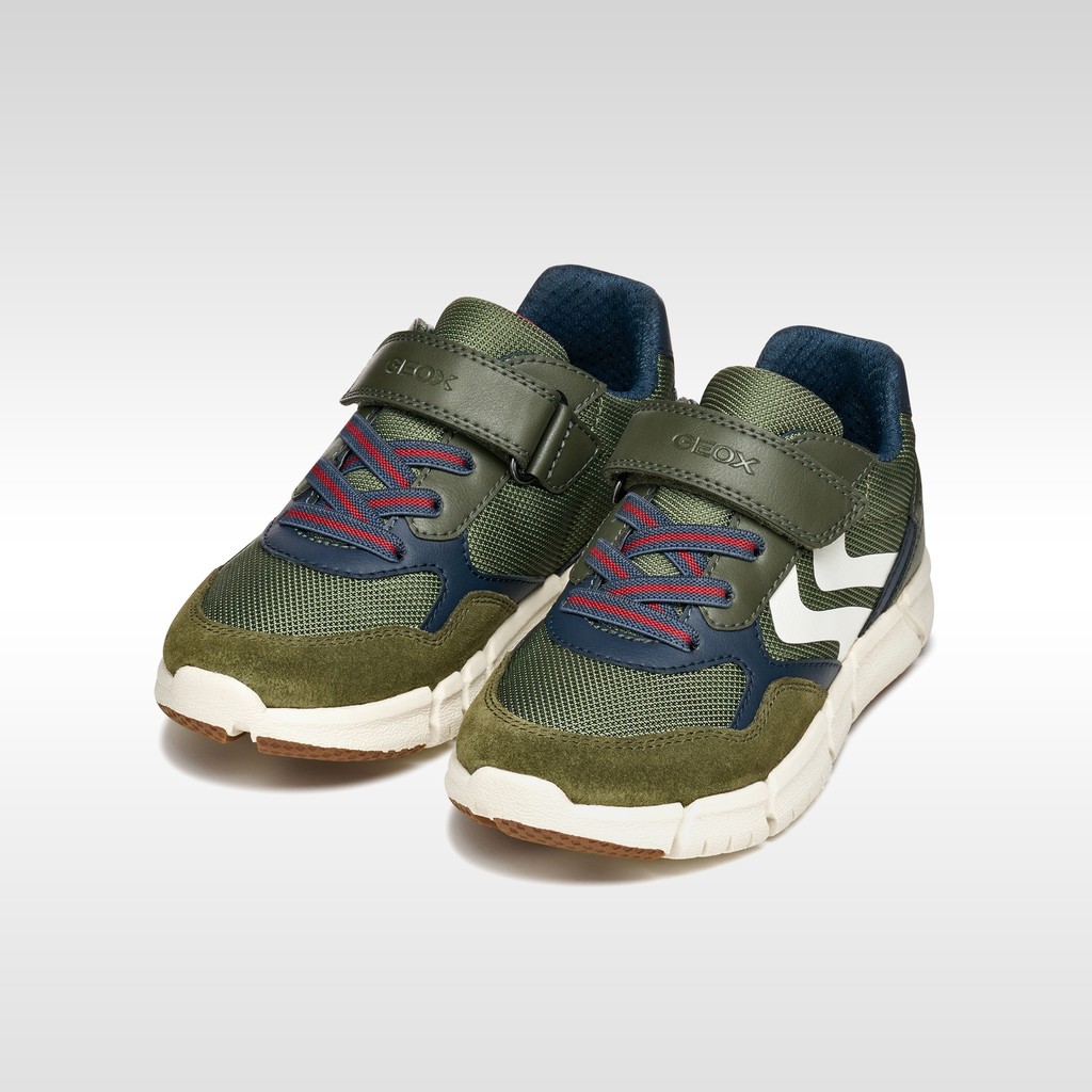Baskets basse FLEXYPER GAR&Ccedil;ON Vert militaire/Bleu marine - image number 1 | GEOX