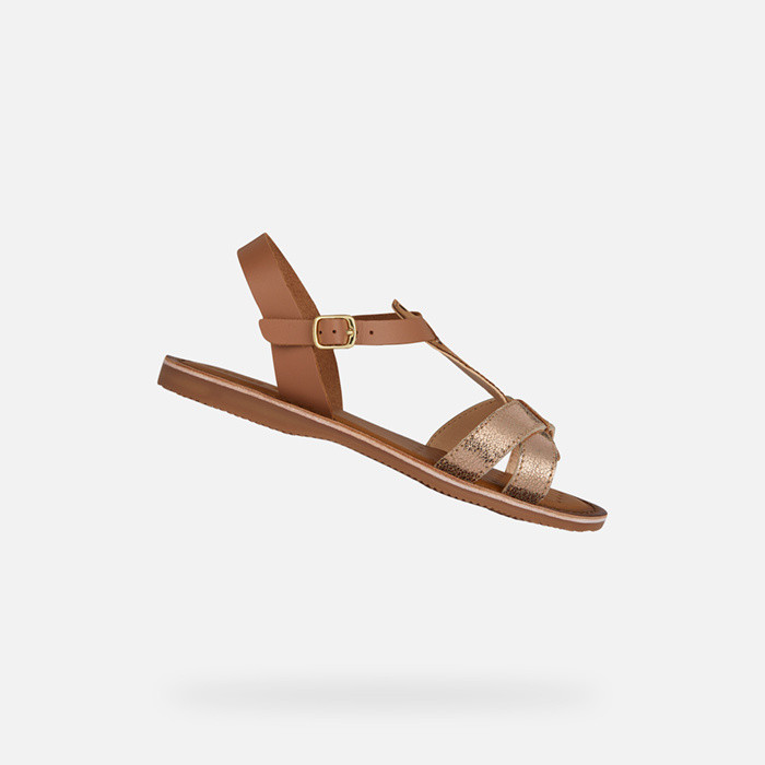 Open sandals SANDAL EOLIE GIRL Cognac/Rose gold | GEOX