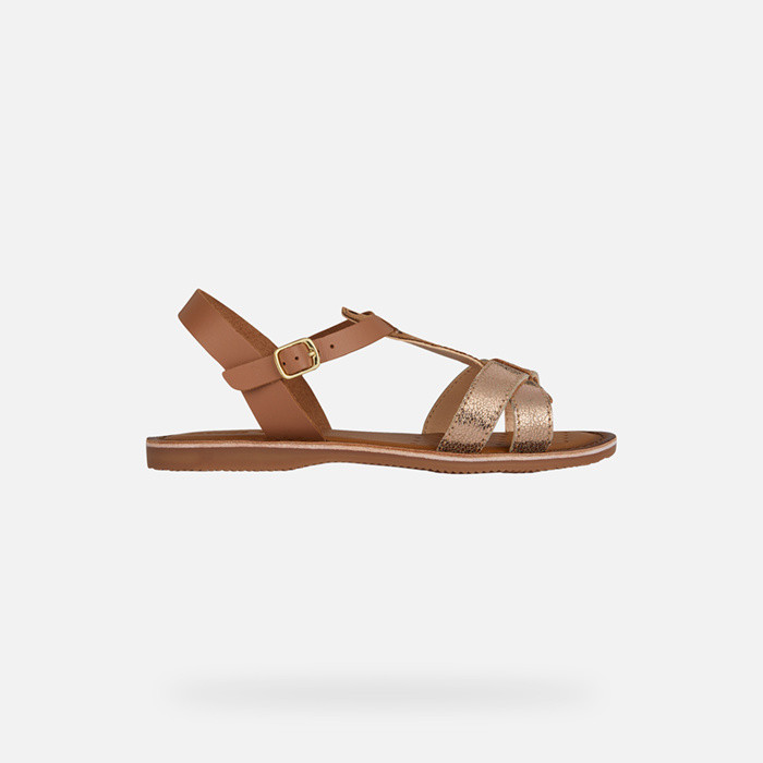 Open sandals SANDAL EOLIE GIRL Cognac/Rose gold | GEOX