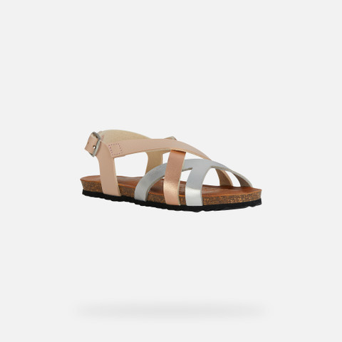 open sandals SANDAL CHILENE GIRL Dark Rose/Silver - image number 2 | GEOX
