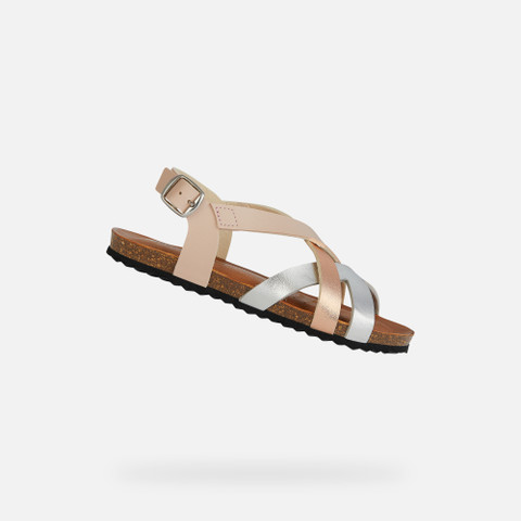 open sandals SANDAL CHILENE GIRL Dark Rose/Silver - image number 0 | GEOX