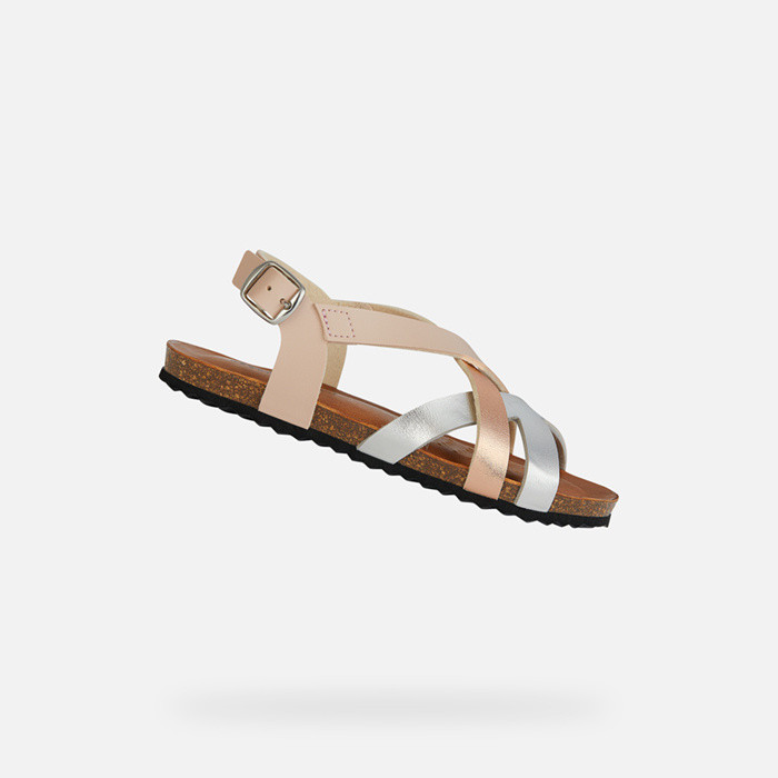 Open sandals SANDAL CHILENE GIRL Dark Rose/Silver | GEOX
