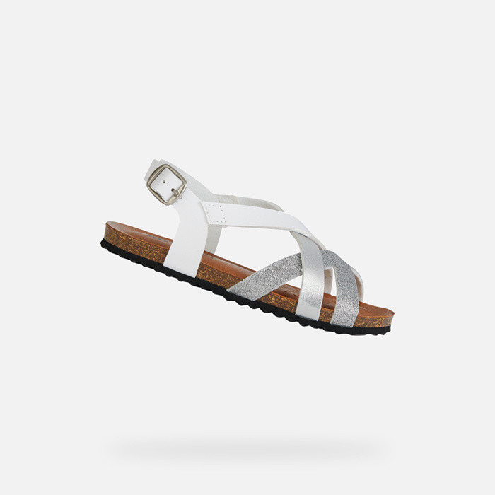 Open sandals SANDAL CHILENE GIRL White/Silver | GEOX