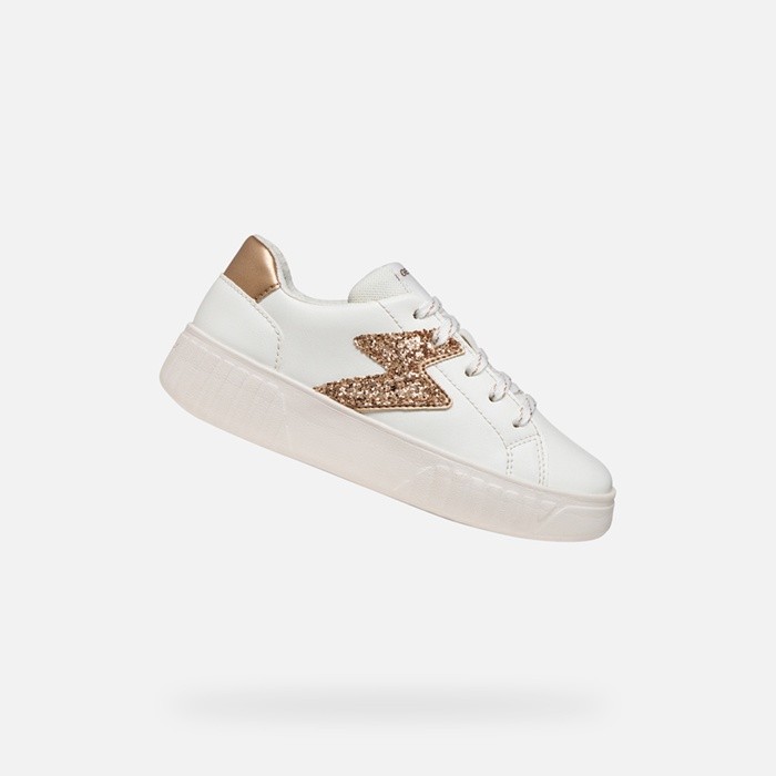 Schuhe mit Glitzer MIKIROSHI MÄDCHEN Off-White/Roségold | GEOX