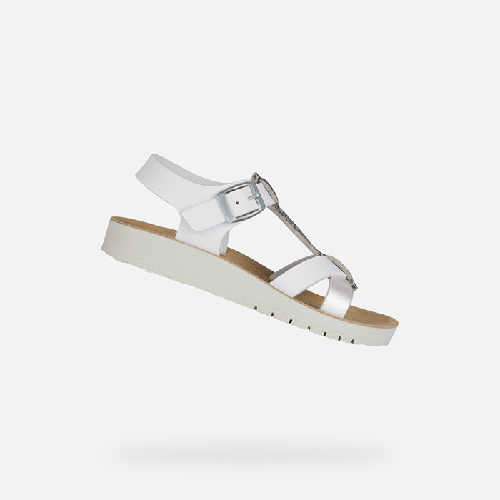 Offene sandalen SANDAL COSTAREI MÄDCHEN Weiß/Silber | GEOX