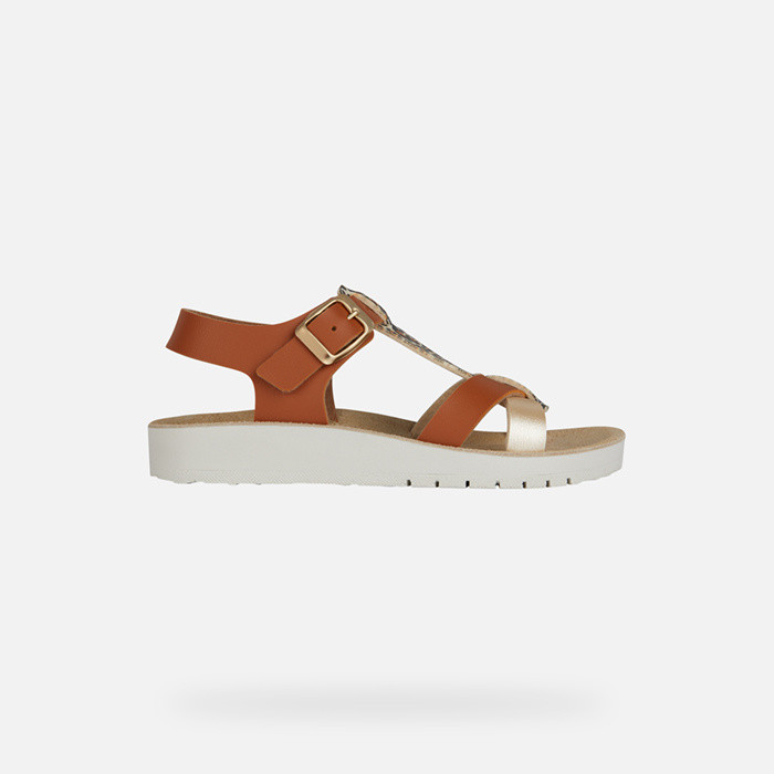 Open sandals SANDAL COSTAREI GIRL Biscuit/Platinum | GEOX