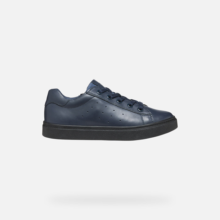 Geox J Elvis H Boys' Leather Sneakers - Navy Blue - View #9