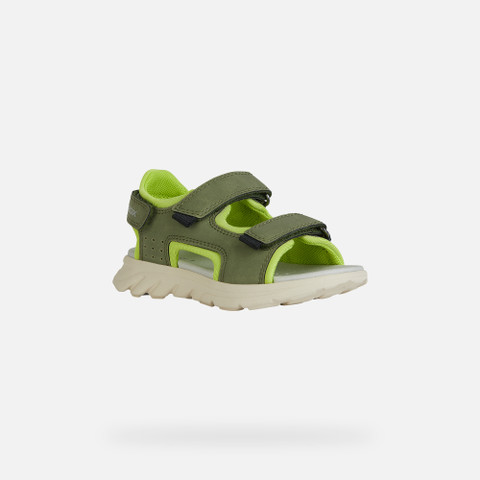 sandals with straps SANDAL AIRADYUM BOY Military/Lime - image number 2 | GEOX