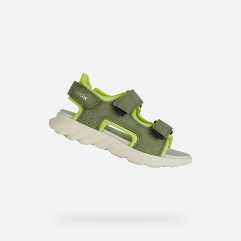 sandals with straps SANDAL AIRADYUM BOY Military/Lime - image number 0 | GEOX