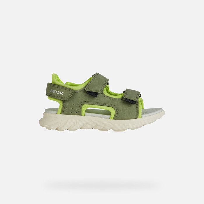 Sandals with straps SANDAL AIRADYUM BOY Military/Lime | GEOX