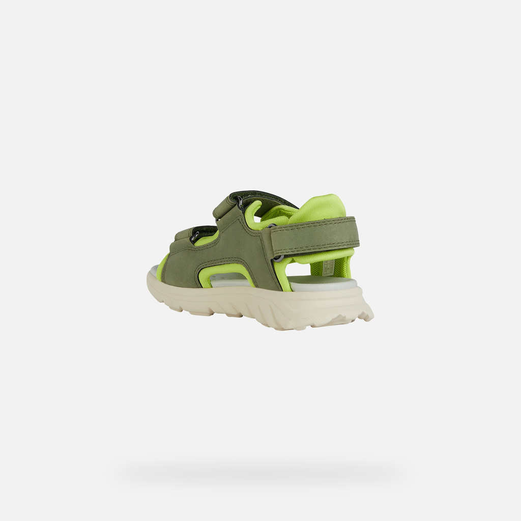 sandals with straps SANDAL AIRADYUM BOY Military/Lime - image number 3 | GEOX