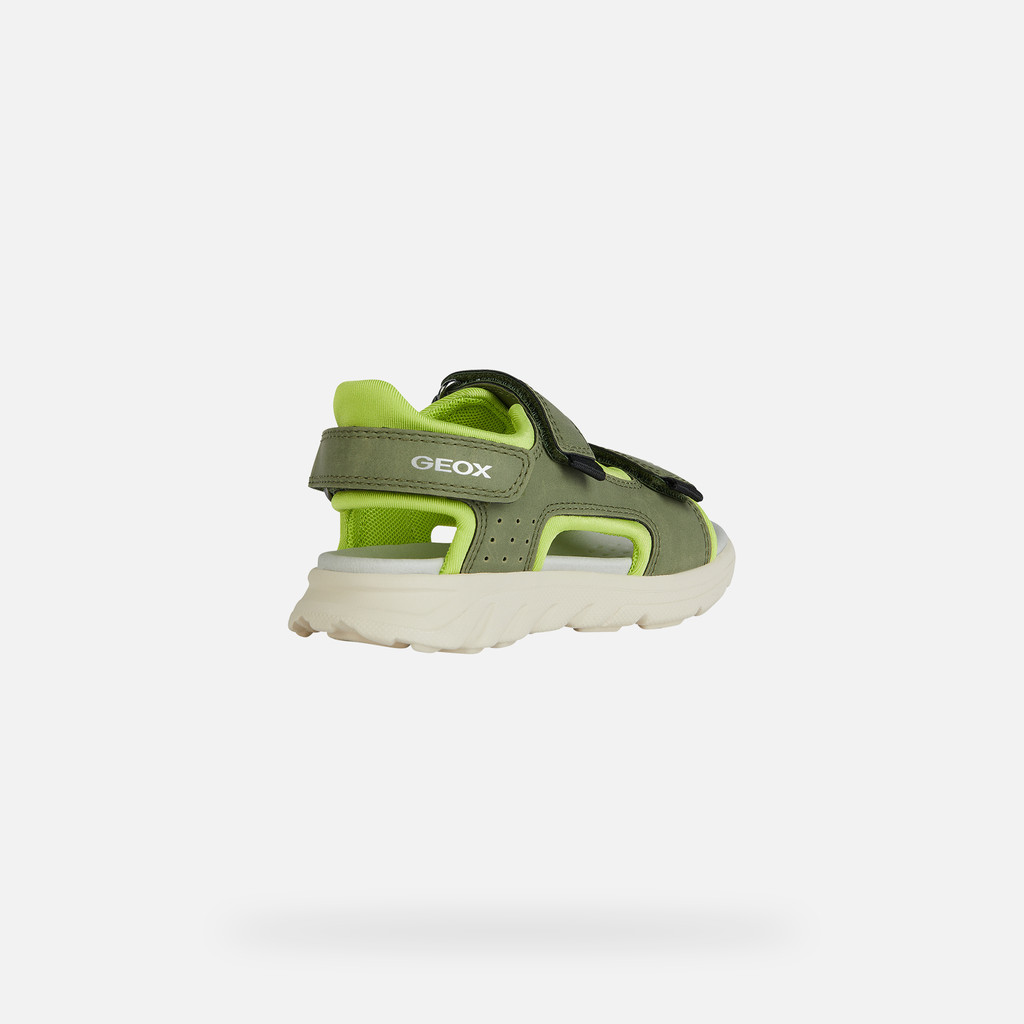 sandals with straps SANDAL AIRADYUM BOY Military/Lime - image number 4 | GEOX