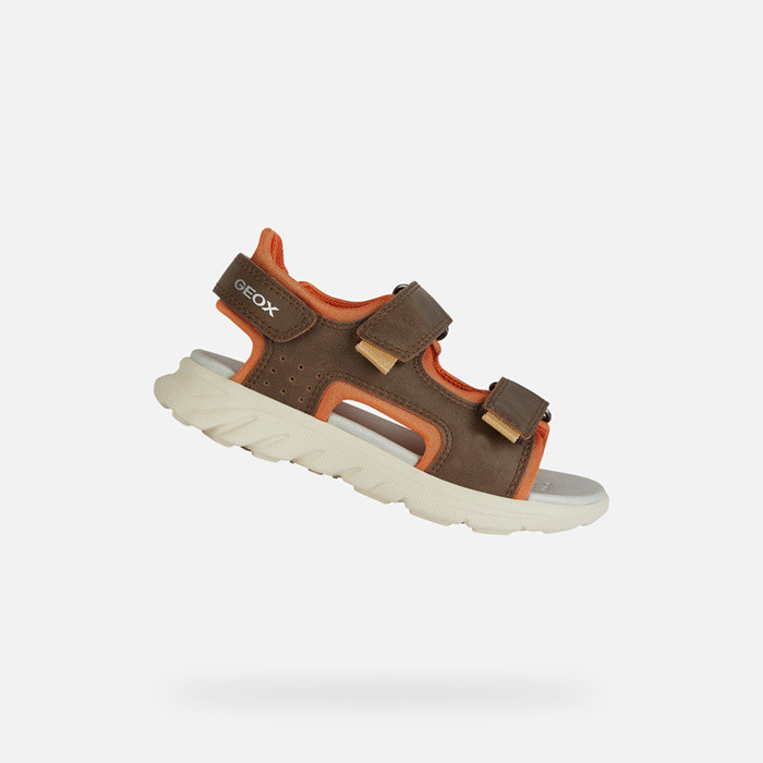 Sandals with straps SANDAL AIRADYUM BOY Brown/Dark Orange | GEOX