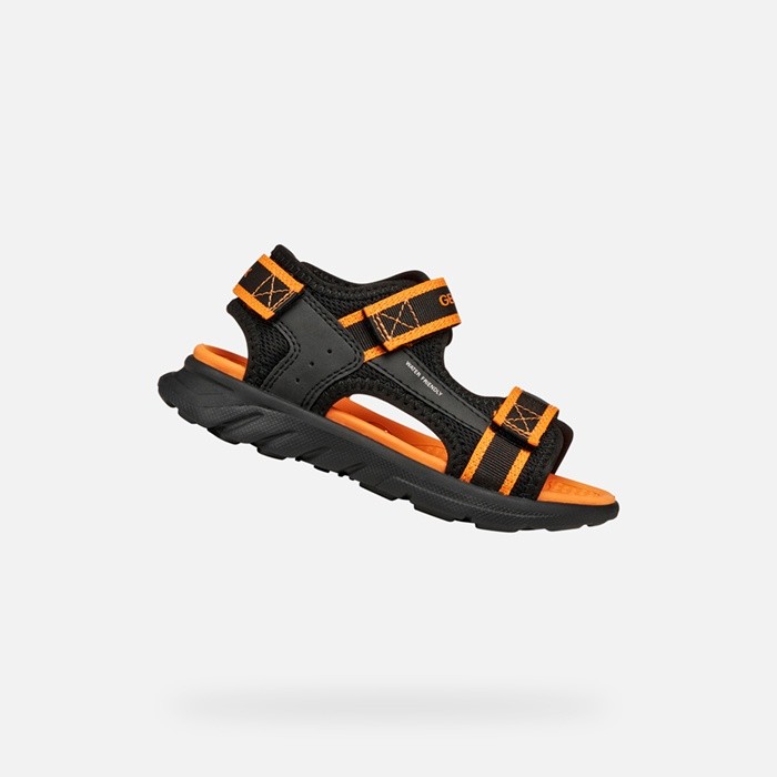 Sandals SANDAL AIRADYUM   JUNIOR Black/Orange | GEOX