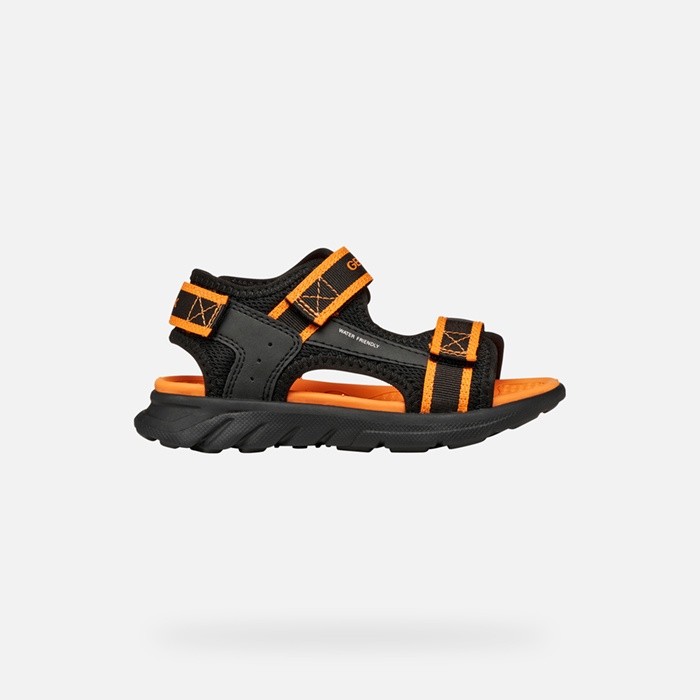 Sandals SANDAL AIRADYUM   JUNIOR Black/Orange | GEOX