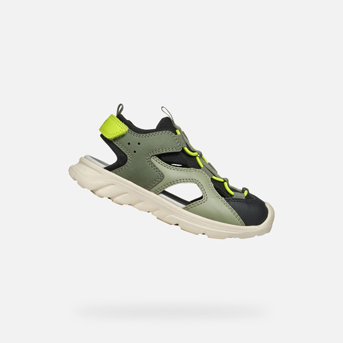 Geschlossene sandalen SANDAL AIRADYUM JUNGE Militärgrün/Limette | GEOX