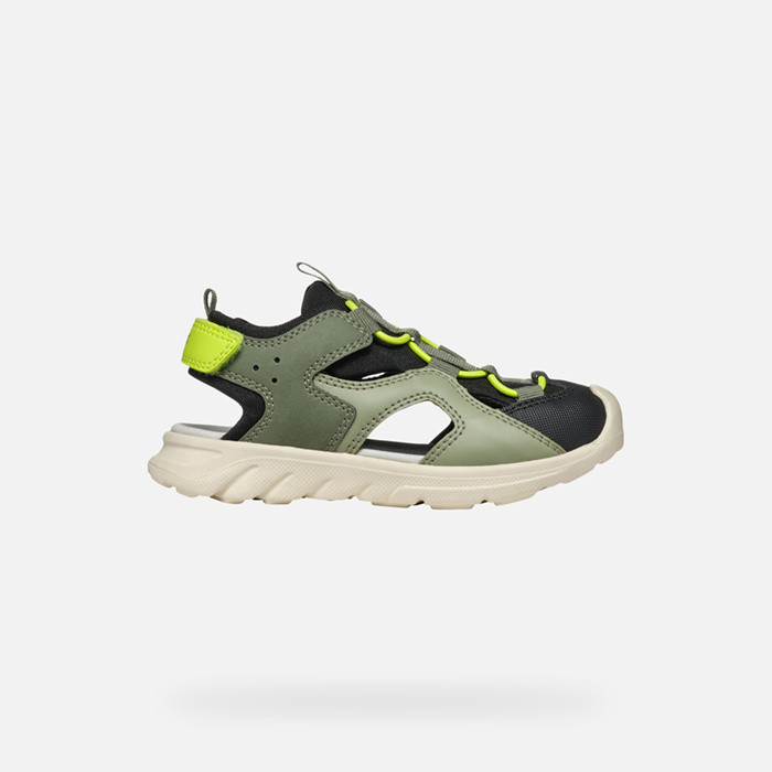 Geschlossene sandalen SANDAL AIRADYUM JUNGE Militärgrün/Limette | GEOX