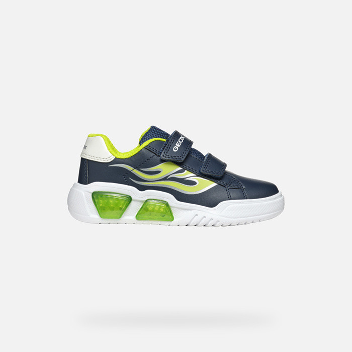 Shoes with lights ILLUMINUS BOY Navy/Lime | GEOX