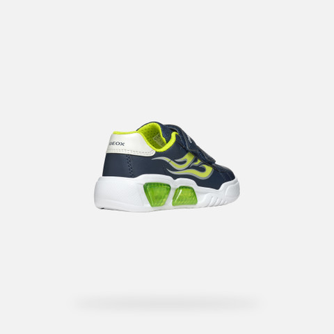 Shoes with lights ILLUMINUS BOY Navy/Lime - image number 4 | GEOX