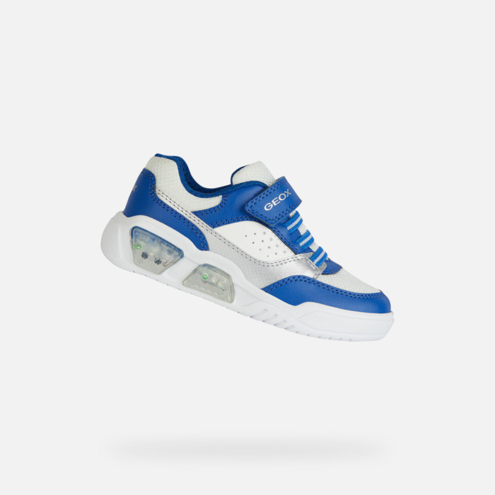 Shoes with lights ILLUMINUS JUNIOR White/Royal | GEOX