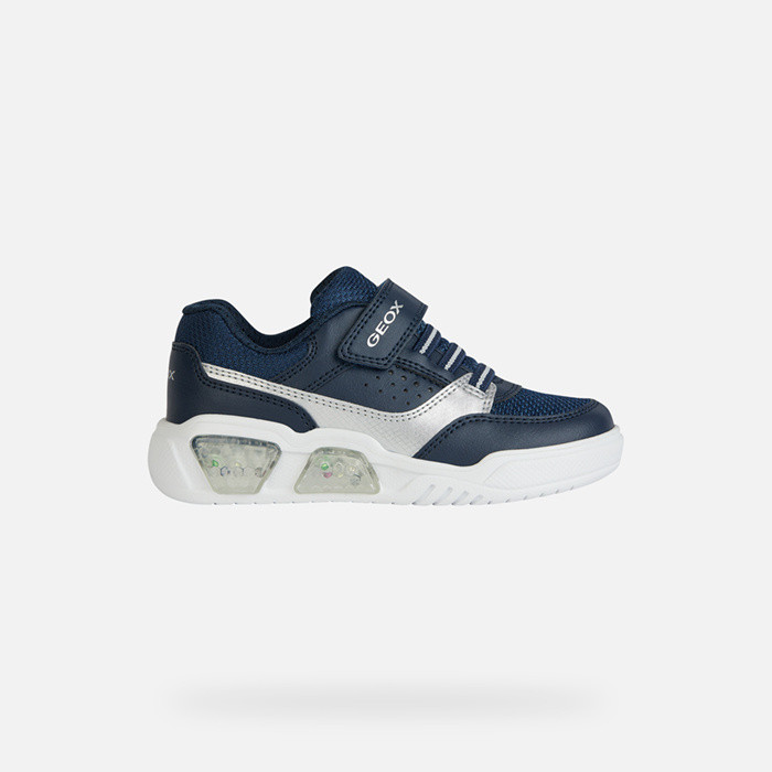 Shoes with lights ILLUMINUS JUNIOR Navy/Silver | GEOX