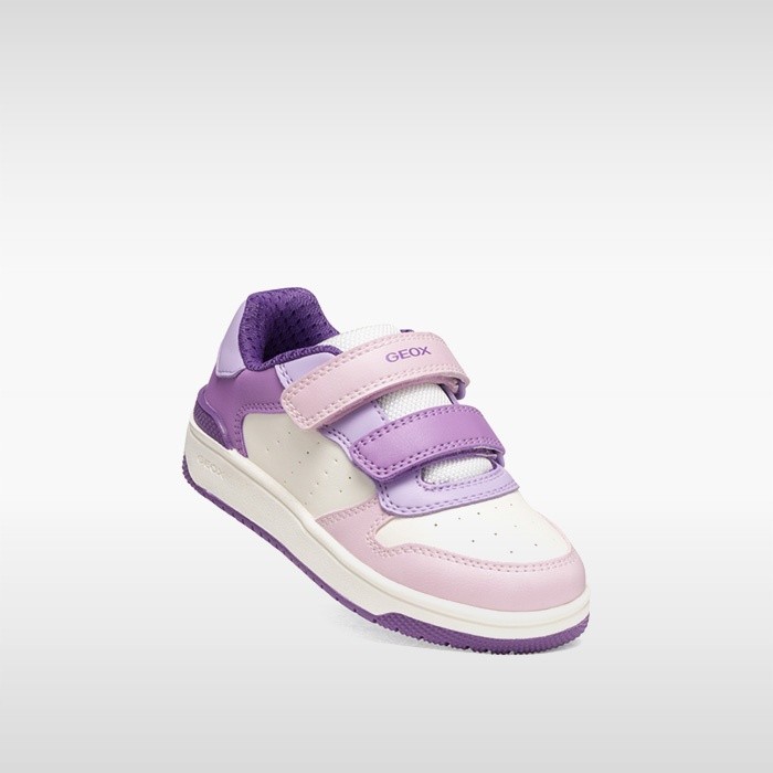 Chaussures &agrave; scratch WASHIBA JUNIOR Blanc/Lilas fonc&eacute; | GEOX