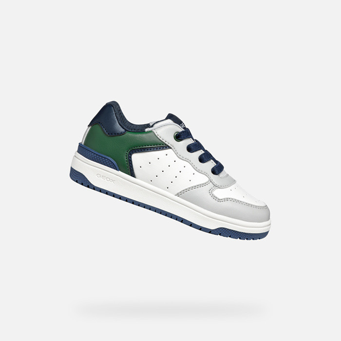 Low top sneakers WASHIBA JUNIOR Light Grey/Dark Green | GEOX